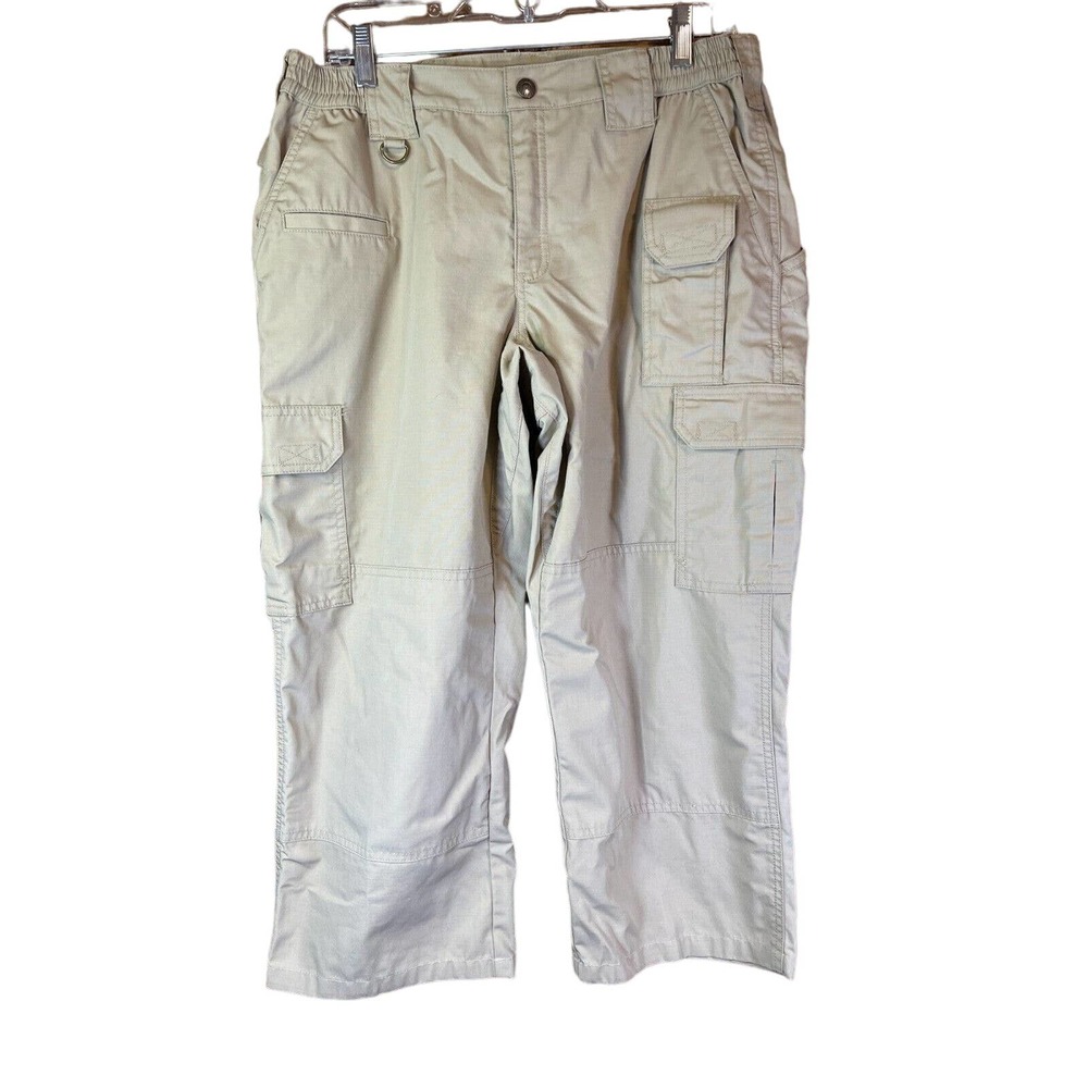 5.11 Tactical Pants Womens 14 Beige Cargo Taclite Pro Elastic Waist Crop